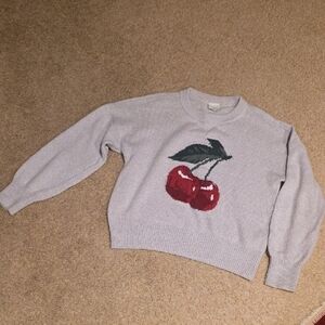 Abercrombie & Fitch Light Gray Sweater with Red Cherry Graphic